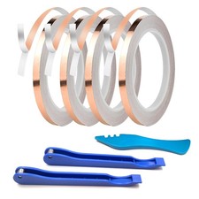 4 Rolls Copper Foil Tape for Stained Glass - 7/32 Silver Backed 2 Hand Foiler