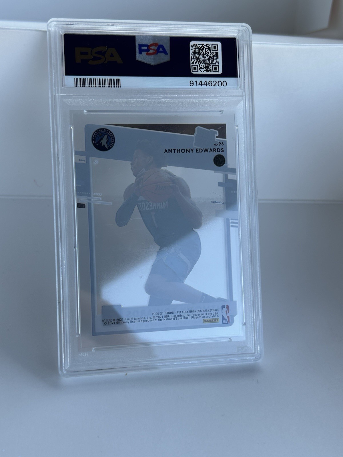 PSA 9 2020-21 Panini Clearly Donruss - Rated Rookie Anthony Edwards #96 Purple view 4