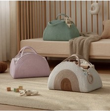 Large Baby Diaper Caddy Organizer Cute Bear Cotton Rope Empty Gift Basket for...