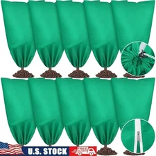 Frost Protection Plant Covers Set of 10 Durable Non-Woven Zipper Drawstring Bags