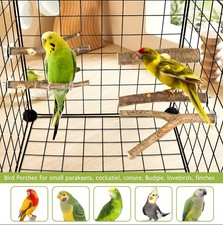5PCS Natural Wood Bird Perch Set - Straight  Forked Branch Perches Cage Perches
