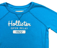 Hollister Sweatshirt Womens Large L Blue Crew Neck Pullover Raglan Sleeve Top