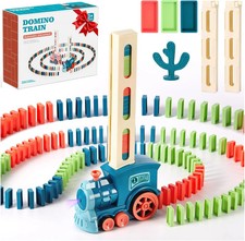 200 PCS Domino Train Toys Set, Automatic Dominos Building and Stacking Creati...