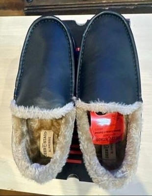 Deer Stags Men Size US 10M Spun Plush Slip On Loafer Slipper Black Vegan Leather Deer Stags Men Plush Slip On Loafer Slipper Spun Size US 10M  main image 2