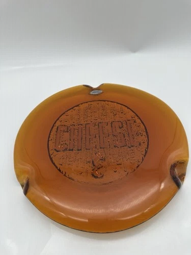 Blenko Amber Glass Three Footed Cheese Serving Plate Tray