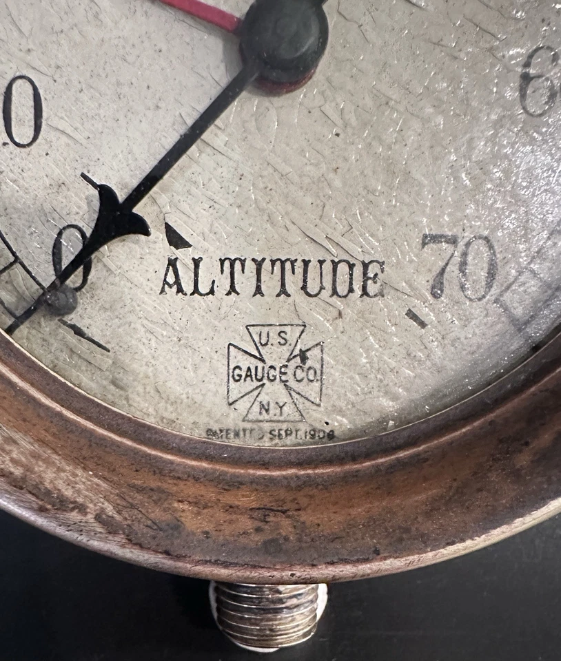 Антикварные американские товары Датчик высоты 3 дюйма латунный ободок Gauge Co., NY, запатентован сентябрь 1906 г. - Изображение 2 из 4