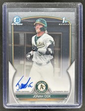 2023 Bowman Draft Jonah Cox Chrome Auto 1st Prospect #CDA-JCO Athletics