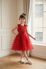 Red Tulle Overlay Easter Pagent Church Party Butterfly Dress Size 2T