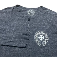 Chrome Hearts Henley Shirt Mens Medium Charcoal Gray Knit Lightweight