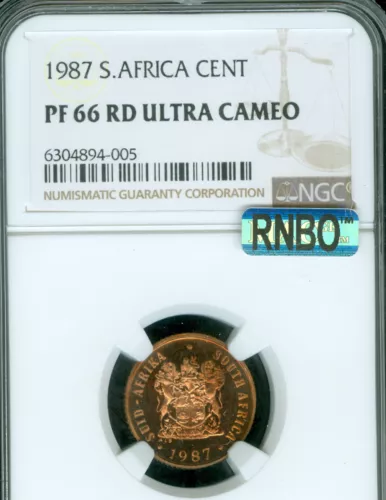 1987 SOUTH AFRICA 5 CENTS NGC PF66 RED UCam MAC RNBO RAINBOW  *
