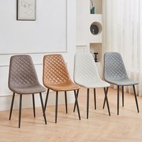 2/4/6X Dining Chairs Faux leather Padded Seat Metal Legs Kitchen Home