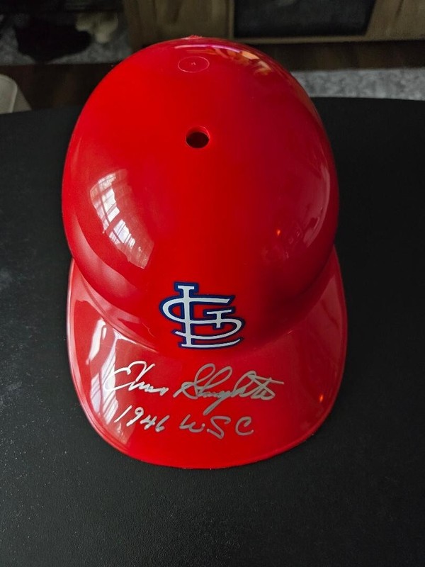 St Louis Cardinals Enos Slaughter Signed Full Size Batting Helmet 1946 WSC