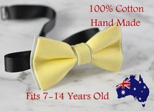 Boy Teenage 100 Cotton Baby Yellow Grey Bow Tie Bowtie Wedding 7-14 Years Old