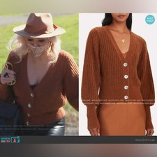 INTERMIX Ella Jewel Cardigan Wool Brown Sweater Large