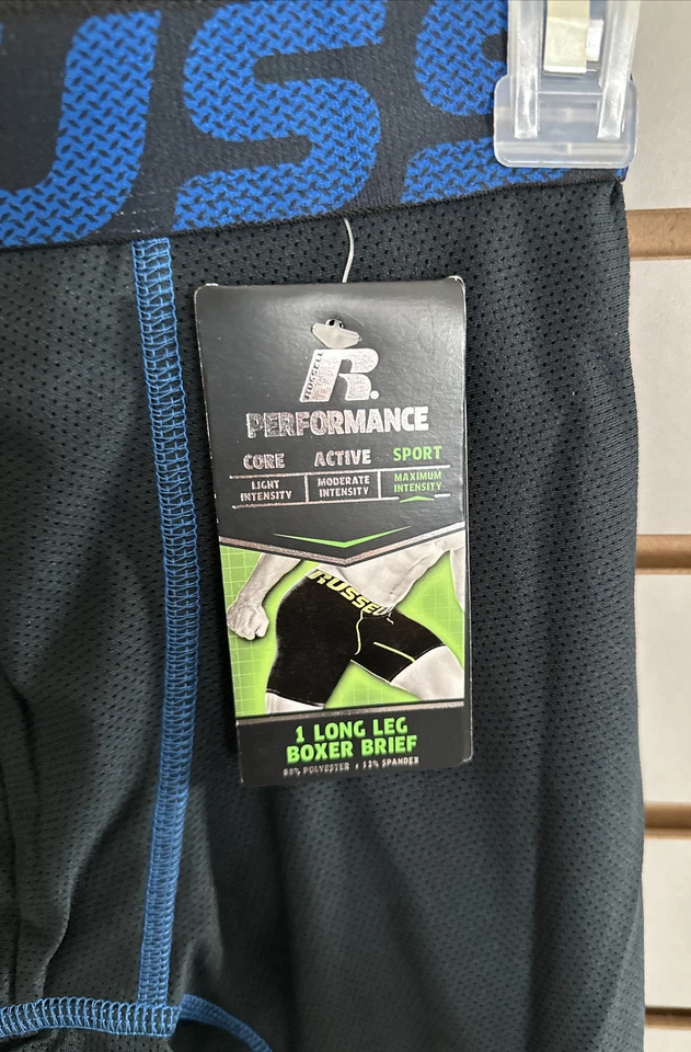 (4) Par de calzoncillos boxer Russell Performance Sport de pierna larga para hombre pequeños 28"-30" Foto 3 de 4