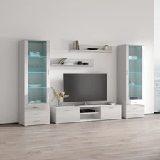 Meble Furniture Soho 4 Modern Wall Unit with 16 colors LED lights - White