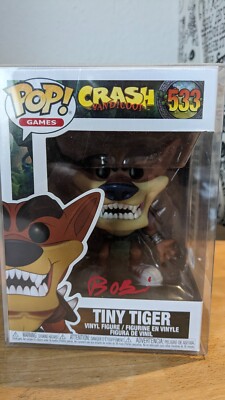Tiny Tiger mit Autogramm Funko Pop NR 533 Sehr guter Zustand Crash Bandicoot