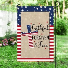 American Patriotic Cross Faithful Forgiven and Free Flag Graden Flag