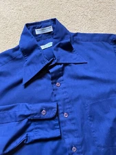 Vintage 70s Gino Paoli Leisure Suit Shirt Slim Disco Butterfly Collar 14.5, 32