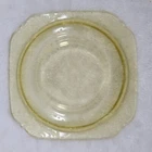 Federal Glass Amber Yellow Madrid Pattern Square 5.5 Tea Plate 1930s Depression