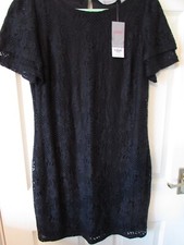 New Dorothy Perkins Lace Effect Little Black Dress, Size 10 BNWT
