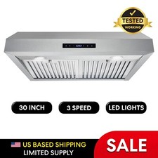 30 in Under Cabinet Range Hood OPEN BOX Touch Controls, Stainless Steel, LED