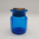 Dodecagon Corked Glass Bottle Jar Cobalt Blue Clear Glass 3.25" T — photo 2