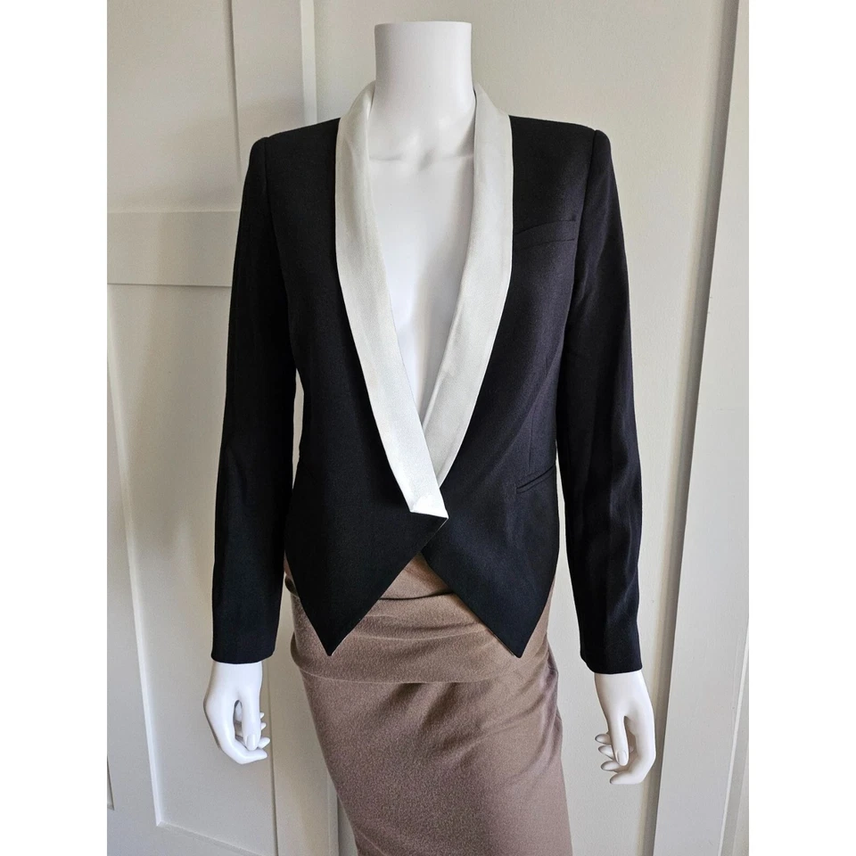 Blazer Chaqueta de Cena Haute Hippie Dos Tonos Esmoquin Crepé/Satén Talla 2 Foto 4 de 4