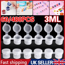 480PCS Mini Empty Paint Pots With Snap Close Lids Strips Storage Containers*3ml