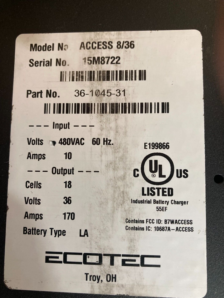 NIB! Ecotec Access High Frequency Forklift Battery Charger 36104531