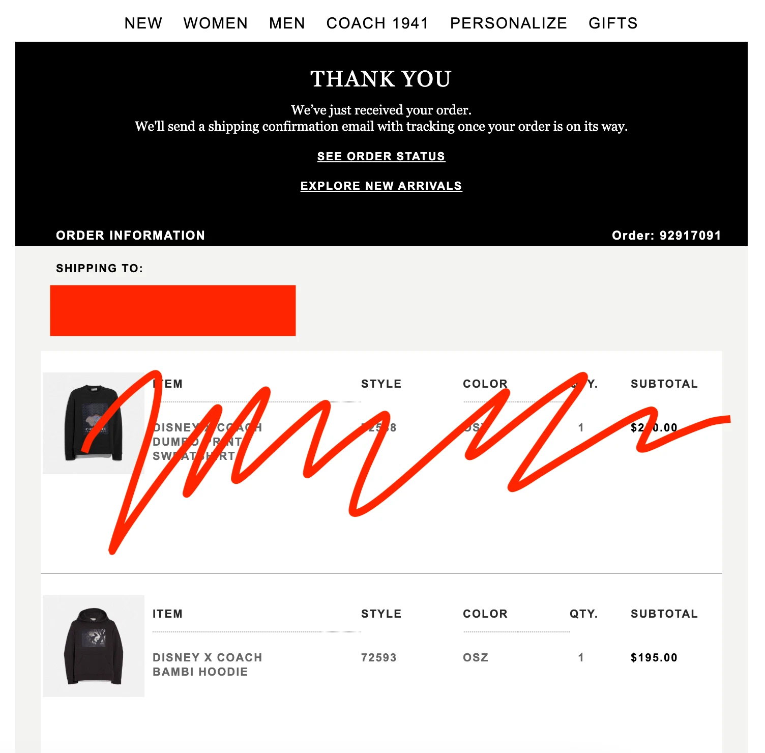 FELPA CON CAPPUCCIO DISNEY X COACH BAMBI Nera XL