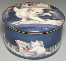 1991 Ardleigh Elliott & Sons Porcelain Music Box Kitten On The Keys Coby Carlson