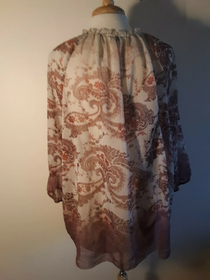 SONOMA Mujer Gris Oxidado Paisley Gasa Manga Larga Nuevo 2X Foto 4 de 4