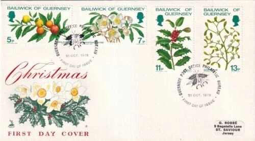 Guernsey 1978 Christmas Mercury FDC special cancel typed VGC