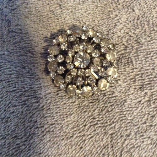 VINTAGE CLEAR RHINESTONE PIN 1 1/2 Inches Round Layered Look | eBay