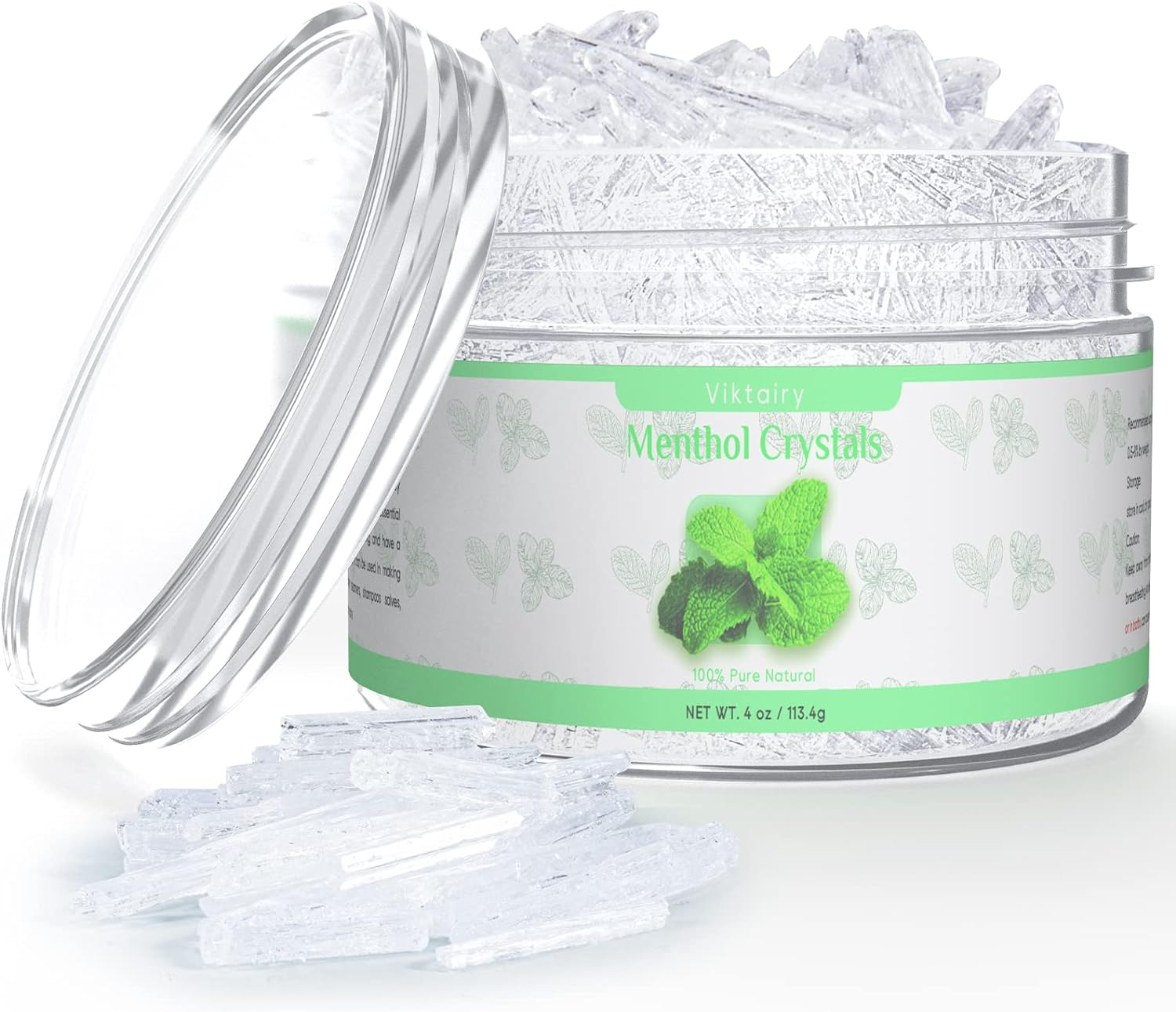 100% Pure Organic Menthol Crystals 4 Oz for DIY Shower Melts