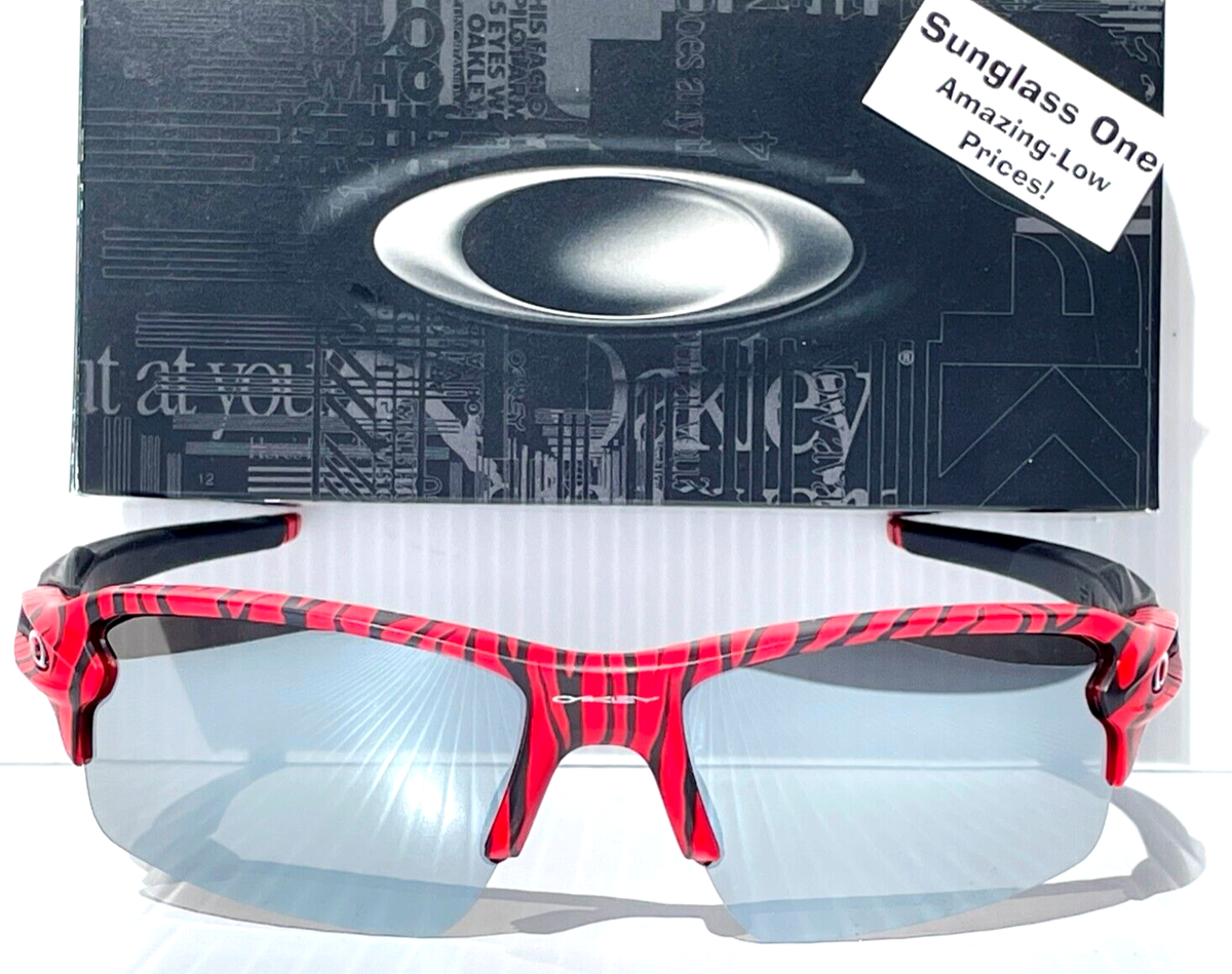 NEW Oakley FLAK 2.0 Red Tiger Stripes POLARIZED Galaxy Chrome Lens