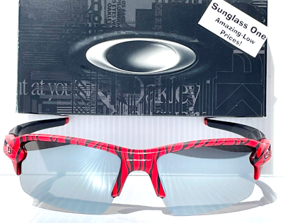 NEW Oakley FLAK 2.0 Red Tiger Stripes POLARIZED Galaxy Chrome Lens
