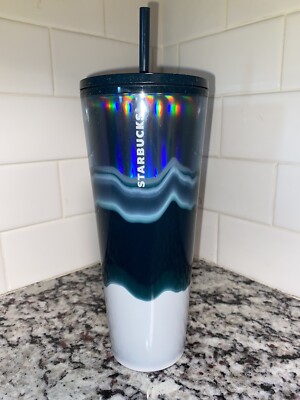 STARBUCKS  BLUE WAVE 24 oz Tumbler w/ Straw NWT