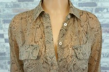 EQUIPMENT FEMME EDLE DAMEN REINE SEIDE BLUSE TUNIKA TAUPE GEMUSTERT 36 38