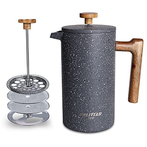 Coffee Maker 34 Ounce Coffee Press With Real Wood Handl...