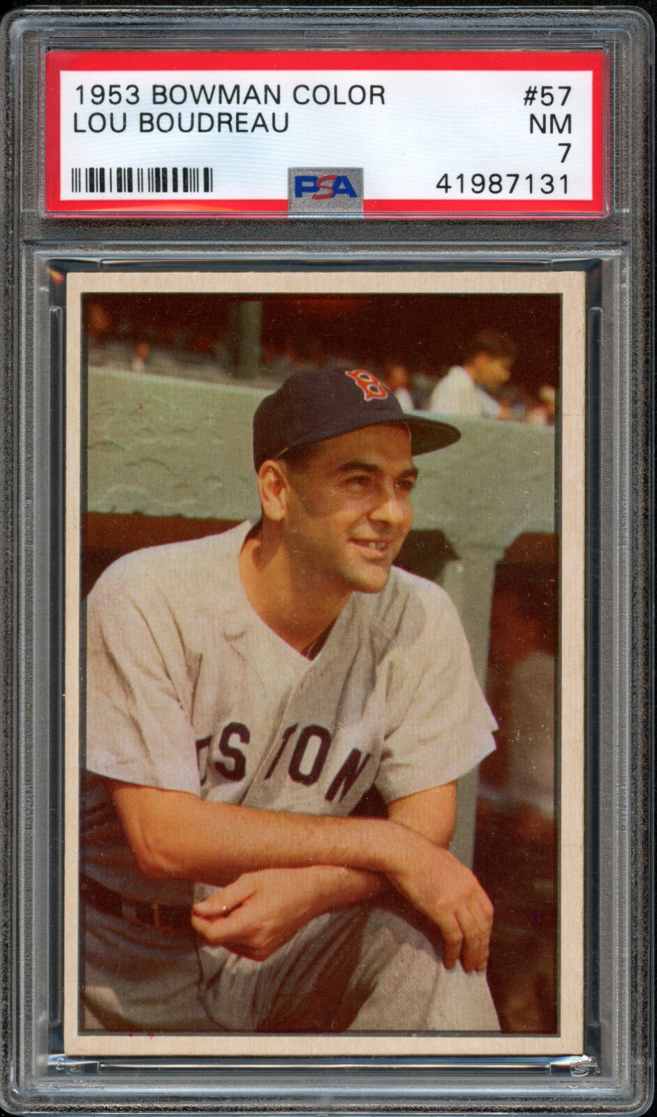 BB - 1953 Bowman Color - #57 - Lou Boudreau - PSA 7 - NM