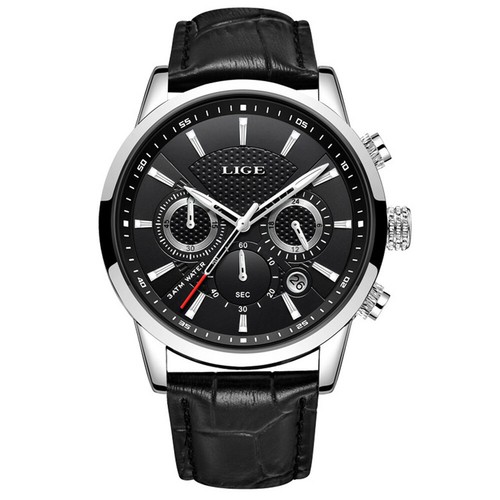 LIGE Men Watch Chronograph Wristwatch Male Leather Business Date Display Watches - Picture 13 of 13