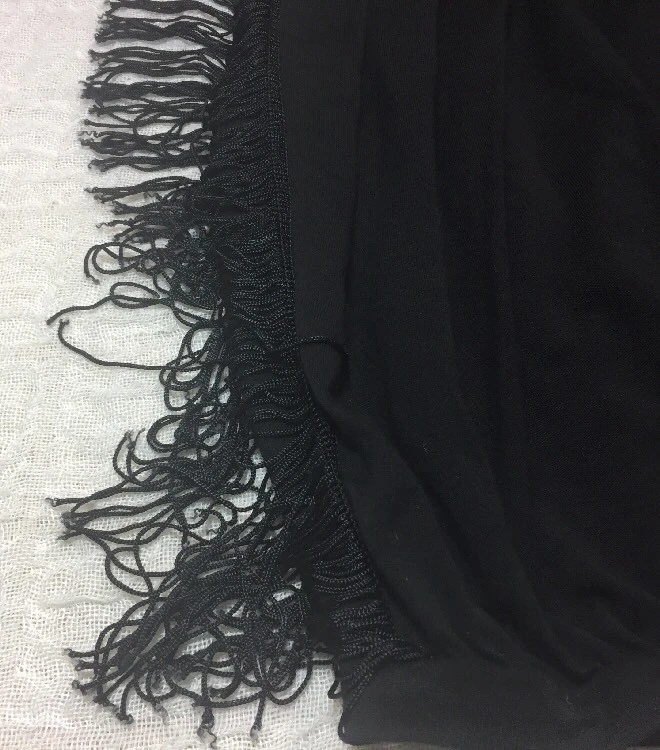 PAUL & JOE SISTER Skirt SZ 1 Black Cotton Stretch Pencil Knee Length Fringe - Image 4 of 4