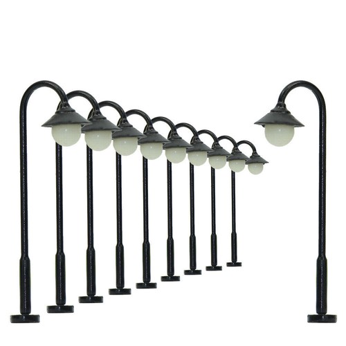 10pcs Model Railway N Scale 1:160 Lamp Post Street Lights Warm White LEDs 3.7cm - Picture 2 of 7