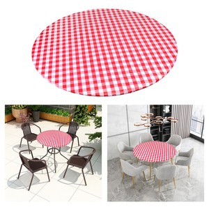 elastic flannel backed edged plaid fitted vinyl round pattern table