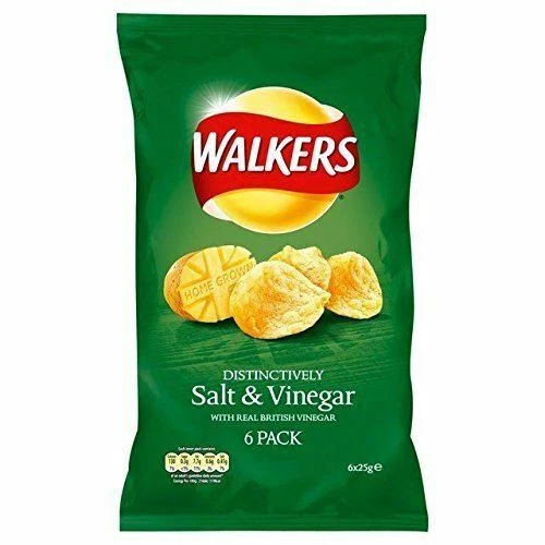 Walkers Salt & Vinegar Flavour Crisps Multipack 6 x 25g by Walkers