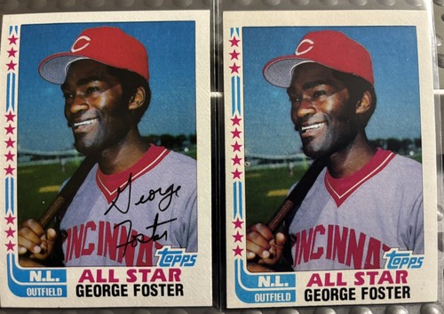 LOT OF 2 1982 GEORGE FOSTER N.L. ALL STAR #342 AUTOGRAMMFEHLER & KORREKTE ROTE