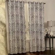Blue Paisley NEW SET 2 Blackout Curtain Panels By Valencia Drapes 50x 72L Each