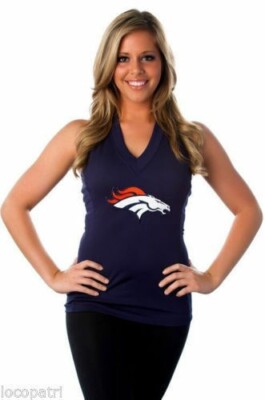 All Sport Couture Womens Denver Broncos Blown Coverage Halter Top Shirt NWT XS-L